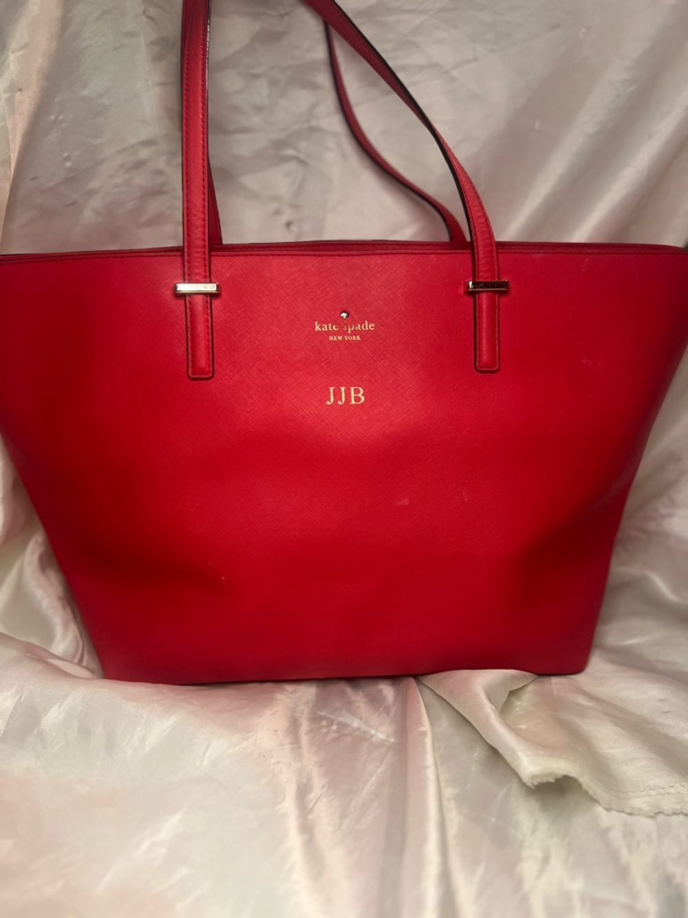 kate spade Red Leather Tote with Gold Logo
